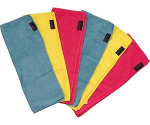 Unbekannt Petex 432260 Chiffon de Nettoyage Microfibre, Lot de 6, env. 40 x 30 cm Rouge Jaune, 2 x Bleu