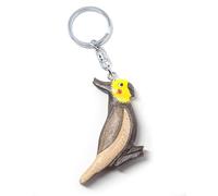 Unbekannt Porte-clés calopsitte en bois et métal - perruche oiseau