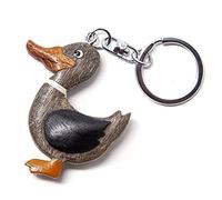Unbekannt Porte-clés canard en bois et métal, pendentif pour sac à dos