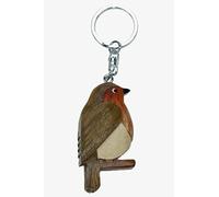 Unbekannt Porte-clés rouge-gorge en bois et métal Oiseau de jardin