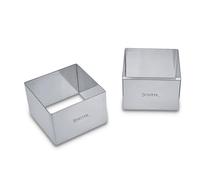 Unbekannt Städter 625594 Kit de Forme carré à Dessert, Moules à Pâtisserie, Acier Inoxydable, Argent, 6 x 6 x 4 cm