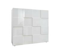 Vente-unique Buffet MILANO - 2 portes - Blanc laqué brillant - 121 x 42 x 111 cm