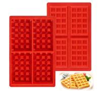 unbholkk üCk Lot de 2 moules à gaufres, réutilisables, en silicone, antiadhésifs, rectangulaires, adaptés pour muffins, gâteaux, glaçons, chocolats