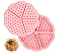 unbholkk üCk Lot de 2 moules à gaufres, réutilisables, en silicone, en forme de cœur, 5 cavités, antiadhésifs, pour réfrigérateur, micro-ondes, lave-vaisselle (rose)