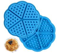 unbholkk üCk Lot de 2 moules à gaufres, réutilisables, en silicone, en forme de cœur, anti-adhésifs, pour réfrigérateur, micro-ondes, lave-vaisselle, bleus