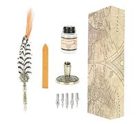 Unbilkdas Ensemble de stylos de 1,0 mm, stylo de calligraphie de style vintage avec 5 plumes, coffret pour étudiants, écrivains, artistes, outil d'écriture élégant pour la décoration de la