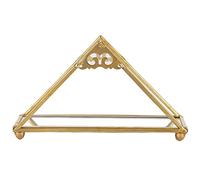 Unbilkdas Plateau à bijoux miroir avec cadre en métal doré, plateau de rangement de parfum en verre, assiette à bijoux en forme de pyramide triangulaire, plateau décoratif élégant pour