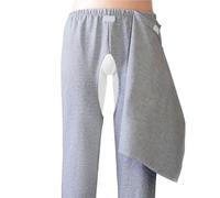 UNbit Pantalons de Patient Unisexe, Adultes Vêtements de Soins aux Patients avec Couvercle Avant, Pantalons D'incontinence pour Patients Chirurgicaux âgés Handicapés, Gris