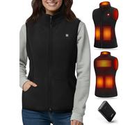 UNBON Gilet Chauffant Femme avec Batterie Incluse USB 10000mAh, Veste Chauffante Femme avec 3 Températures 6 Zones Chauffage, Veste Polaire Chauffante sans Manche, Gilet Chauffant Électrique Noir S