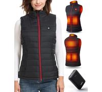 UNBON Veste Chauffante Femme, Gilet Chauffant Femme avec Batterie Incluse USB 10000mAh, Gilet Chauffant Électrique avec 3 Températures 6 Zones de Chauffage, Doudoune Chauffante sans Manche, Noir, S