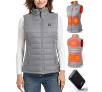 UNBON Veste Chauffante Femme, Gilet Chauffant Femme avec Batterie Incluse USB 10000mAh, Gilet Chauffant Électrique avec 3 Températures 6 Zones de Chauffage, Doudoune Chauffante sans Manche, Gris, S