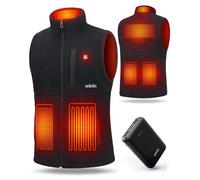 UNBON Veste Chauffante Homme, Gilet Chauffant Homme avec Batterie USB 10000mAh Électrique, Veste Polaire Chauffante avec 3 Températures 6 Zones de Chauffage sans Manche pour Moto Chasse, Noir, S