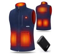 UNBON Veste Chauffante Homme, Gilet Chauffant Homme avec Batterie USB 10000mAh Électrique, Veste Polaire Chauffante avec 3 Températures 6 Zones de Chauffage sans Manche pour Moto Chasse, Bleu, S