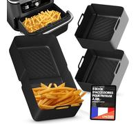 UNBOX 3 Pièces Plus Grands Moule Silicone Air Fryer Ninja 10,4l - Plat pour Air Fryer Ninja, Cosori TwinFry 10L, Accessoire Air Fryer Ninja Foodi Flex 10,4L AF500EU, Moule Silicone pour Ninja 10.4