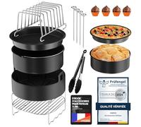 UNBOX Accessoires Air Fryer, 15 Pièces - Accessoires Ronds XL pour Philips 2000-Serie 4,2L (NA229), COSORI 4,7L, Moulinex 4,2L - Avec Moule en Silicone et Livre de Recettes Électronique