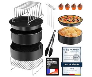 UNBOX Accessoires Air Fryer, 15 Pièces - Accessoires Ronds XL pour Philips 2000-Serie 4,2L (NA229), COSORI 4,7L, Moulinex 4,2L - Avec Moule en Silicone et Livre de Recettes Électronique