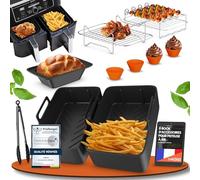 UNBOX Accessoires Air Fryer compatible avec Ninja Foodi Dual AF300EU, AF400EU, Russell Hobbs 9L, COSORI 8,5L, Cookwise 9L- Avec Moule Air Fryer Ninja, Plateau à pizza, Grille