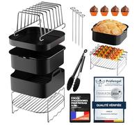 UNBOX Accessoires Air Fryer compatible pour Philips 2000 Série 6,2L (NA230), Cecotec 5,5L, Moulinex 6,5L, Ninja 4,7L, COSORI 5,5L - Avec Réutilisable Moule Silicone Airfryer, Plateau à pizza