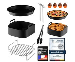 UNBOX Accessoires Air Fryer compatible pour Philips NA230 6,2L, Russell Hobbs 8L, 8,3L, Moulinex 7,5L, Cecotec 7,6L - Friteuses à air Accessoires COSORI 6L, 6,2L - Avec Moule Silicone, Plateau à pizza