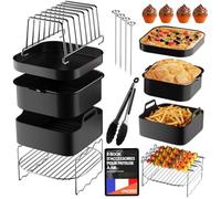 UNBOX Accessoires Friteuse Air Fryer pour Philips 6.2L, Ninja, Moulinex 5L | Moule en silicone pour Philips Airfryer 2000, Ninja AF140, AF180 avec grille, acier inoxydable, sans BPA