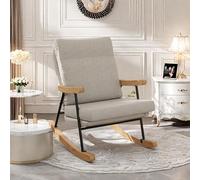 UnboxGermany Fauteuil à Bascule, Rocking Chair Assise rembourrée Chaise à Bascule avec Pieds en Bois Style Moderne, Supporte jusqu'à 150 kg, pour Chambre, Salon, Gris