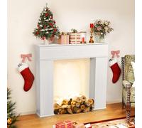UnboxGermany Manteau de cheminée encadrement Cadre décoratif pour cheminée électrique 107 x 18 x 100 cm Cheminee Decorative avec Espace de Rangement, Console de cheminée, Bois Massif Blanc