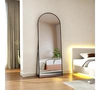 UnboxGermany Miroir Arqué Complet, Grand Miroir Plein Longueur, Pied Courbé, Suspendu, Forme Elliptique, Idéal pour Chambre, Salon, Entrée (Noir, 162x53cm)