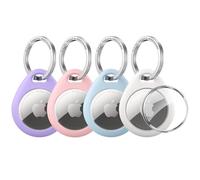 UNBREAKcable Airtag Porte Clé [Lot de 4] Coque de Protection pour Airtags 2021 avec Cercle [avec Couvercle TPU Ttransparent] [Anti-Perte &Anti-Chute & Anti-Rayures] pour Clés/Sacs/Chat/Chien
