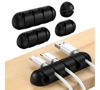 UNBREAKcable Clips de support de câble de bureau, lot de 5 attaches de câble réglables en silicone, gestion de fil adhésif pour câble de charge USB fil de souris PC voiture bureau maison - noir