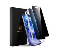 UNBREAKcable Lot de 2 films de protection d'écran anti-espion en verre trempé incassable pour iPhone 16, dureté 9H, cadre d'installation facile, noir