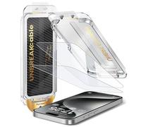 UNBREAKcable Lot de 2 films de protection d'écran pour iPhone 15 Pro, élimination automatique de la poussière, norme militaire 9H, montage sans bulles, compatible avec boîtier, transparent HD (6,1")