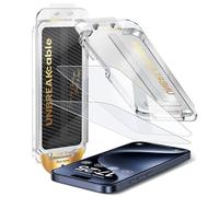 UNBREAKcable Lot De 2 Protecteurs D'Écran Pour iPhone 15 Pro Max, Verre Trempé 9H+, Installation Facile Avec Élimination Automatique De La Poussière, Sans Bulles