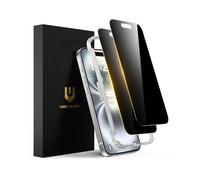 UNBREAKcable Lot de 2 protections d'écran de confidentialité pour iPhone 16 Plus, en verre trempé incassable [True 28°Anti Spy] [Dureté 9H] [Cadre d'installation facile] Noir Protecteur pour iPhone