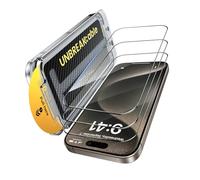 UNBREAKcable Lot de 3 Protecteurs d’Écran pour iPhone 15 Pro en Verre Trempé - [Dureté 9H+] [Anti-éclats de Qualité Militaire] [Clarté HD 99,99%] Couverture Totale pour iPhone 6.1 pouces