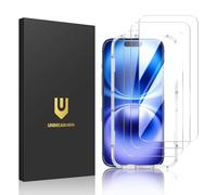 UNBREAKcable Lot de 3 protections d'écran pour iPhone 16, double verre trempé incassable [cadre d'installation facile] [dureté 9H] [99,99% HD transparent] [compatible avec les coques] pour iPhone 6,1