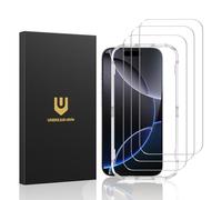 UNBREAKcable Lot de 3 protections d'écran pour iPhone 16 Pro Max, double verre trempé incassable [cadre d'installation facile] [dureté 9H] [99,99 % HD transparent] [compatible avec les coques] pour