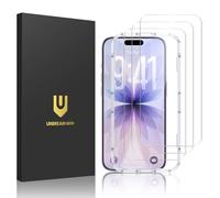 UNBREAKcable Lot de 3 protections d'écran pour iPhone 17, double verre trempé incassable [cadre d'installation facile] [dureté 9H] [99,99% HD transparent] [compatible avec les coques] pour iPhone 6,3