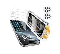 UNBREAKcable - Lot de 4 protections d’écran + 2 protections d’objectif pour iPhone 16 Pro [Verre trempé 9H+ anti-chocs] [Installation facile sans bulles] Ultra HD transparent, compatible coques