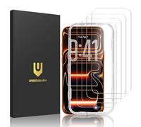 UNBREAKcable Lot de 4 protections d'écran pour iPhone 17 Pro, double verre trempé incassable [cadre d'installation facile] [dureté 9H] [99,99% HD transparent] [compatible avec les coques] pour iPhone