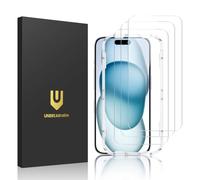 UNBREAKcable Protecteur d'écran en verre trempé incassable pour iPhone 15 [paquet de 3] [transparence HD à 99,99%] [cadre d'installation facile] [dureté 9H] [sans bulles] pour Apple 6,1"