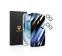 UNBREAKcable Protection d'Écran Confidentialité pour iPhone 15 (6,1 Pouces), Lot de 2 + 2 Protecteurs d'Objectif｜Angle Anti-Espion 25°｜Dureté 9H｜Anti-Traces de Doigts｜Vitre Trempée Haute Définition