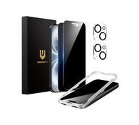 UNBREAKcable Protection d'Écran en Verre Trempé Anti-Espion pour iPhone 16 Plus (6,7 Pouces), Lot de 2 + 2 Protecteurs d'Objectif｜Angle de Confidentialité 25°｜Dureté 9H｜Anti-Traces｜Haute Définition