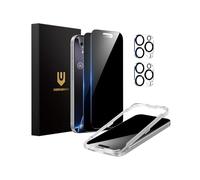 UNBREAKcable Protection d'Écran en Verre Trempé Anti-Espion pour iPhone 16 Pro (6,3 Pouces), Lot de 2 + 2 Protecteurs d'Objectif｜Angle de Confidentialité 25°｜Dureté 9H｜Anti-Traces｜Haute Définition