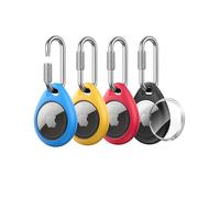 UNBREAKcable Support pour Apple AirTag (Lot de 4) - Coque TPU avec Mousqueton Verrouillage Rotatif en Acier Inoxydable 304, Anti-Perte, Étanche, Ajustement Parfait, 4 Couleurs