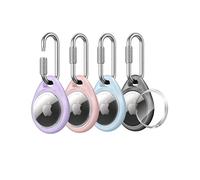 UNBREAKcable Support pour Apple AirTag (Lot de 4) - Coque TPU avec Mousqueton Verrouillage Rotatif en Acier Inoxydable 304, Anti-Perte, Étanche, Ajustement Parfait, 4 Couleurs