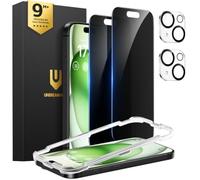 UNBREAKcable Verre Anti-Espion iPhone 15 Plus + Protecteur d'Objectif | Verre Trempé Doublement Renforcé 9H+ Qualité Militaire, Cadre de Pose, Anti-Espion 25°, Anti-Traces, 2+2, 6,7 pouces