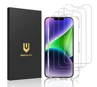 UNBREAKcable Verre Trempé pour iPhone 14(6.1") [Lot de 3] avec Cadre d'installation et Kits, Film Protection écran Vitre HD Dureté 9H - [Anti-Rayures, Anti-Traces de Doigts, sans Bulles]