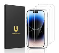 UNBREAKcable Verre Trempé pour iPhone 14 Pro, Dureté 9H, Double Verre Trempé Incassable HD, Cadre d'installation Facile, Coque Compatible, Films de Protection d'écran pour 6,1" iPhone 14 Pro-Lot de 3