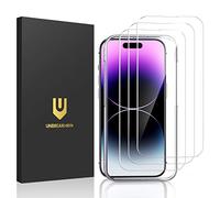 UNBREAKcable Verre Trempé pour iPhone 14 Pro Max (6.7") [Lot de 3] avec Cadre d'installation et Kits, Film Protection écran Vitre HD Dureté 9H - [Anti-Rayures, Anti-Traces de Doigts, sans Bulles]