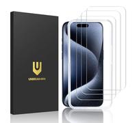 UNBREAKcable Verre Trempé pour iPhone 15 Pro Max [Pack de 3], HD Transparent Film Protection Écran, Cadre d'installation Facile, sans Bulles, Ultra Résistant Dureté 9H Glass pour Apple 6,7"